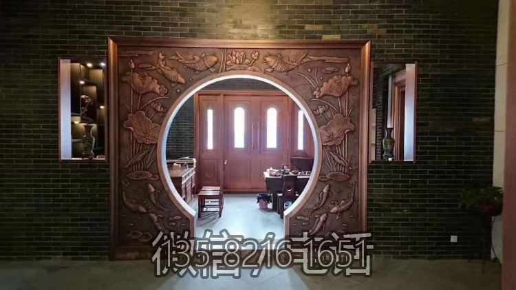 蓮蓮有魚銅浮雕，室內(nèi)裝飾拱門浮雕畫