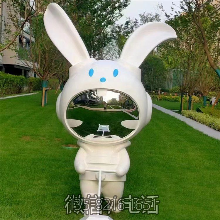 創(chuàng)意景觀擺件玻璃鋼卡通兔子宇航員雕塑