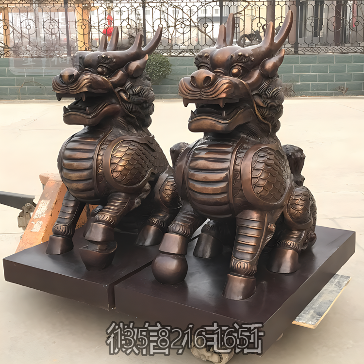 戶(hù)外酒店銅雕招財(cái)神獸麒麟雕塑