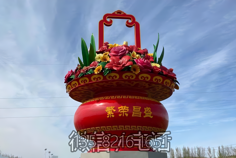 定制玻璃鋼大型花籃雕塑戶外天安門廣場(chǎng)公園花籃雕塑