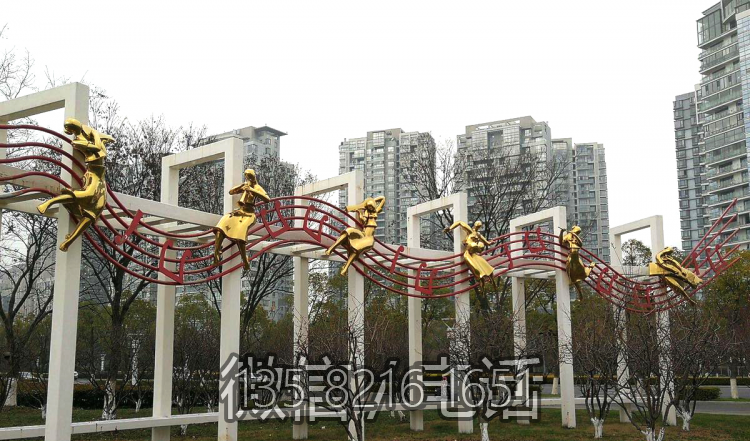 春天的樂(lè)章，不銹鋼抽象音樂(lè)人物雕塑