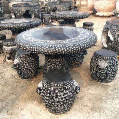 庭院天然戶(hù)外石桌石凳大理石園林桌凳桌椅花園石桌椅