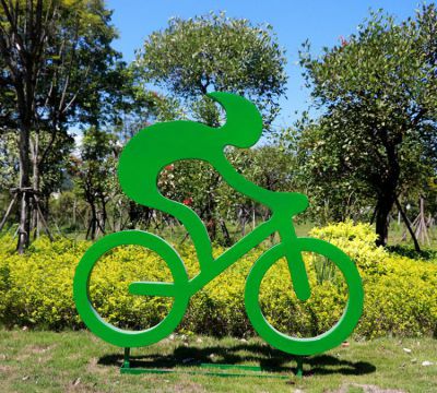 戶外大型剪影自行車運(yùn)動人物玻璃鋼體育館健身場所裝飾雕塑