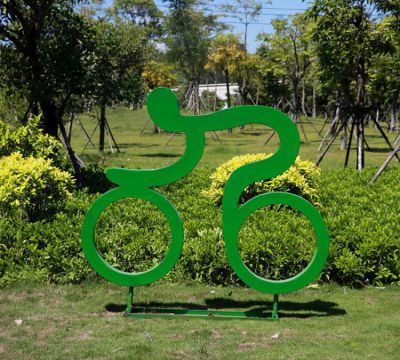 戶(hù)外大型剪影自行車(chē)運(yùn)動(dòng)人物玻璃鋼雕塑體育館健身場(chǎng)所裝飾