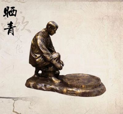 茶文化戶(hù)外玻璃鋼仿銅曬青雕塑