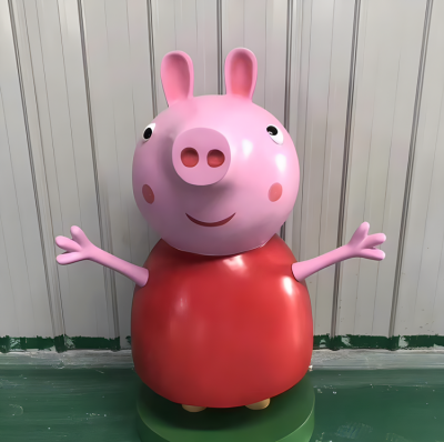 幼兒園擺件玻璃鋼樹(shù)脂卡通小豬佩奇雕塑