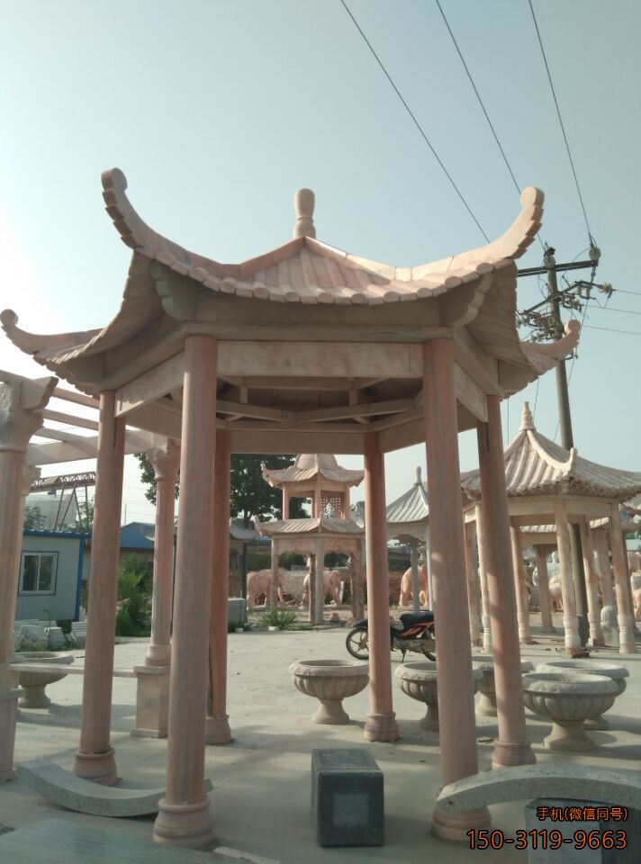 晚霞紅單層、單檐、加厚、六角涼亭